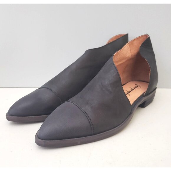 Free People Royale Flats Cutout Leather Pointed Toe Black Size 37 - Picture 2 of 5